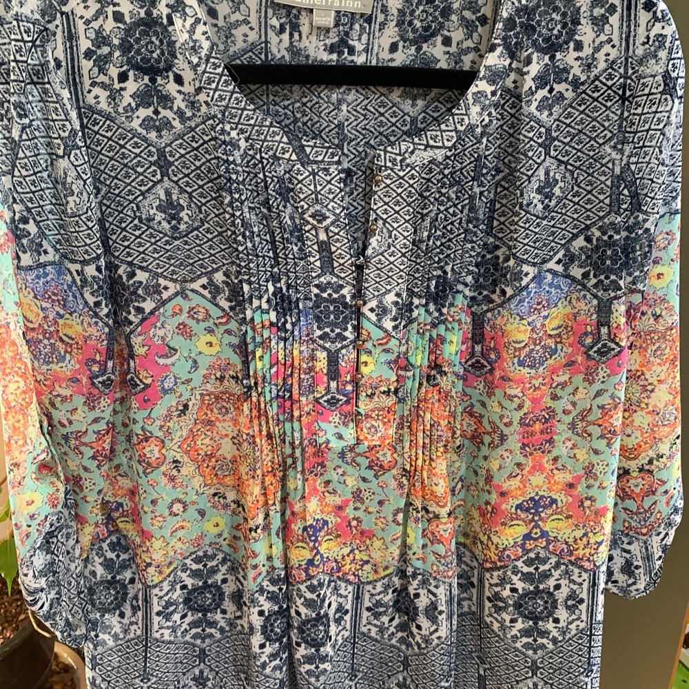 Flowery Blouse; Stitch Fix; L Multi